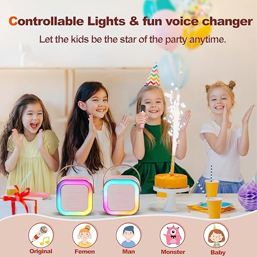 Zelokart Adults with Wireless Mics Portable Karaoke Bluetooth Speaker & Dynamic Lights Birthday Gift for Girls, Boys