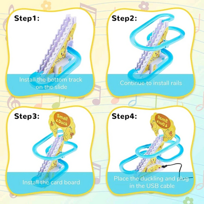 Small duck track toys for kids | Sliding Duck Escalator baby Toys with Lights and Music | Happy Duck Track Set Toys for Kids