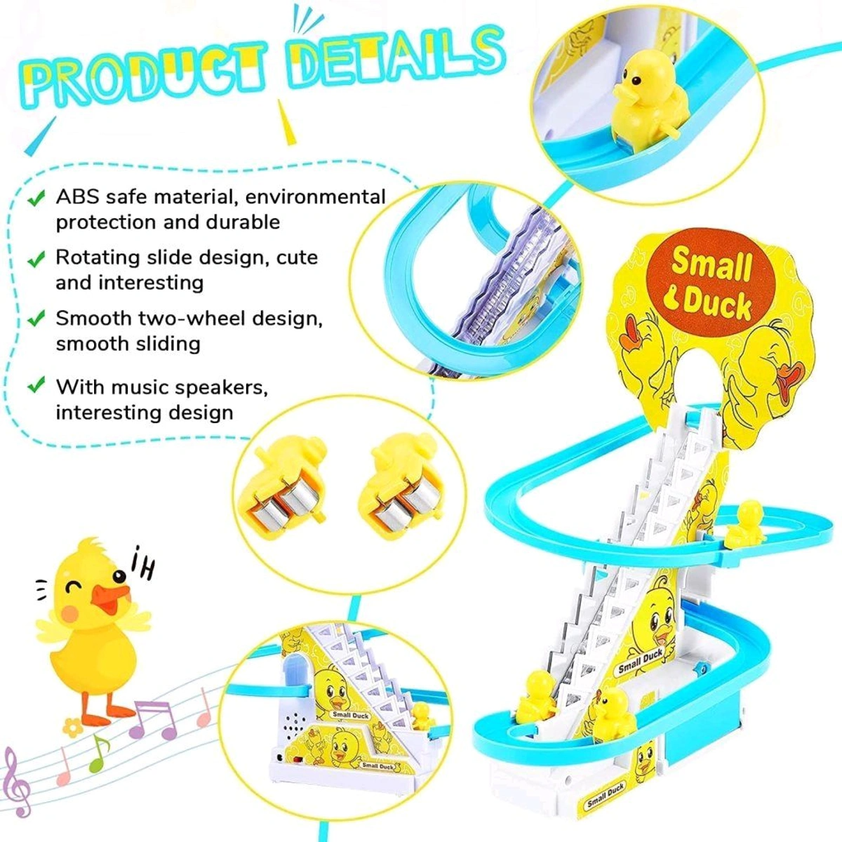 Small duck track toys for kids | Sliding Duck Escalator baby Toys with Lights and Music | Happy Duck Track Set Toys for Kids