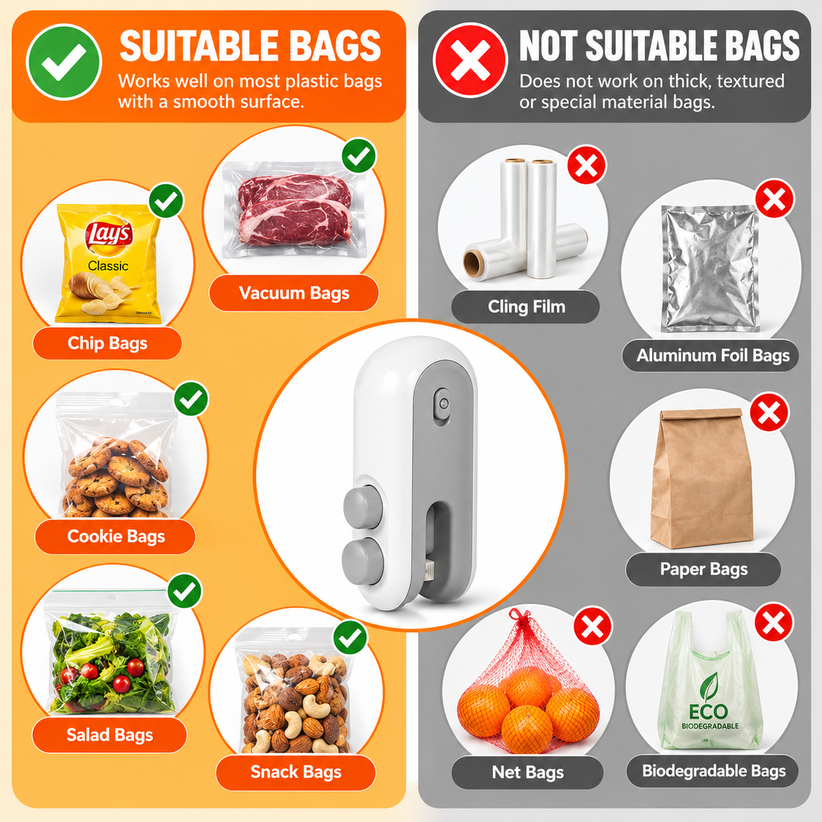 2-in-1 USB Rechargeable Mini Bag Sealing Machine | Heat Sealer & Cutter