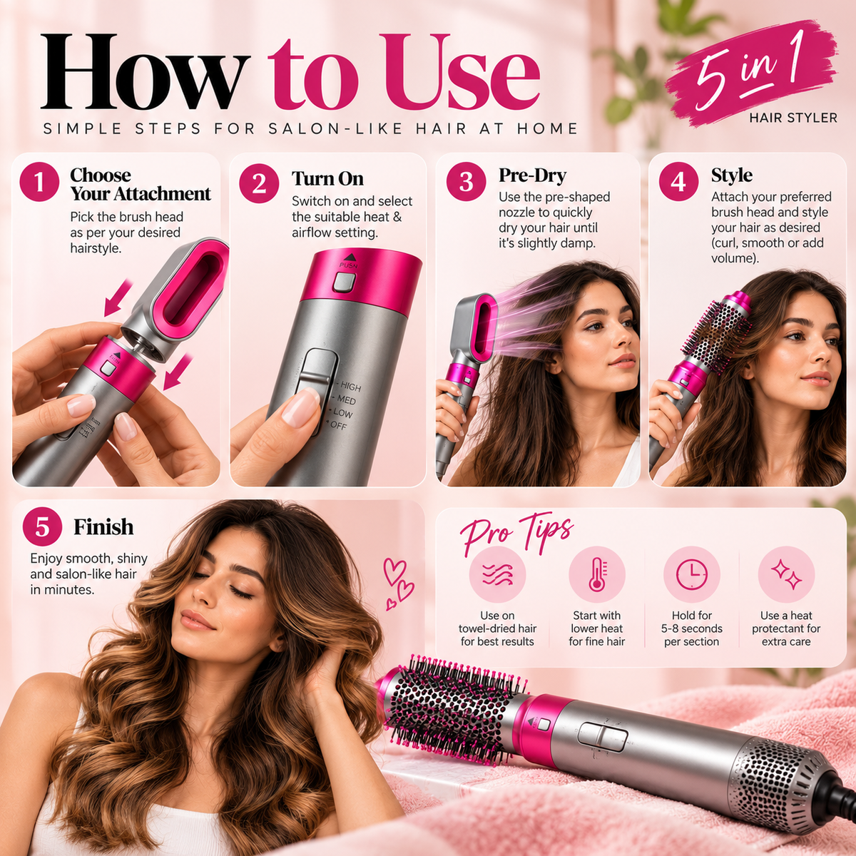 5 in 1 Hot Air Styler & Hair Dryer