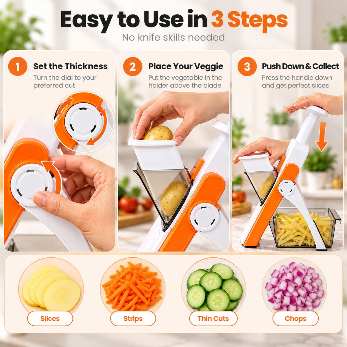3-in-1 Vegetable Slicer & Chopper