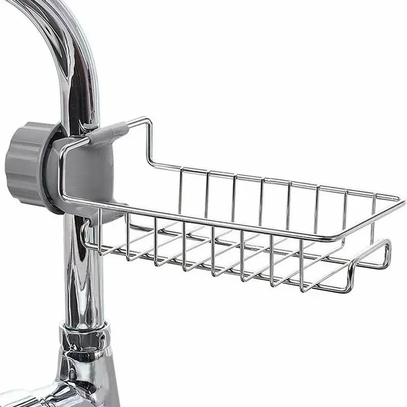 Stainless Steel Kitchen Sink Faucet Sponge Holder for scrubbers, soap, Bathroom